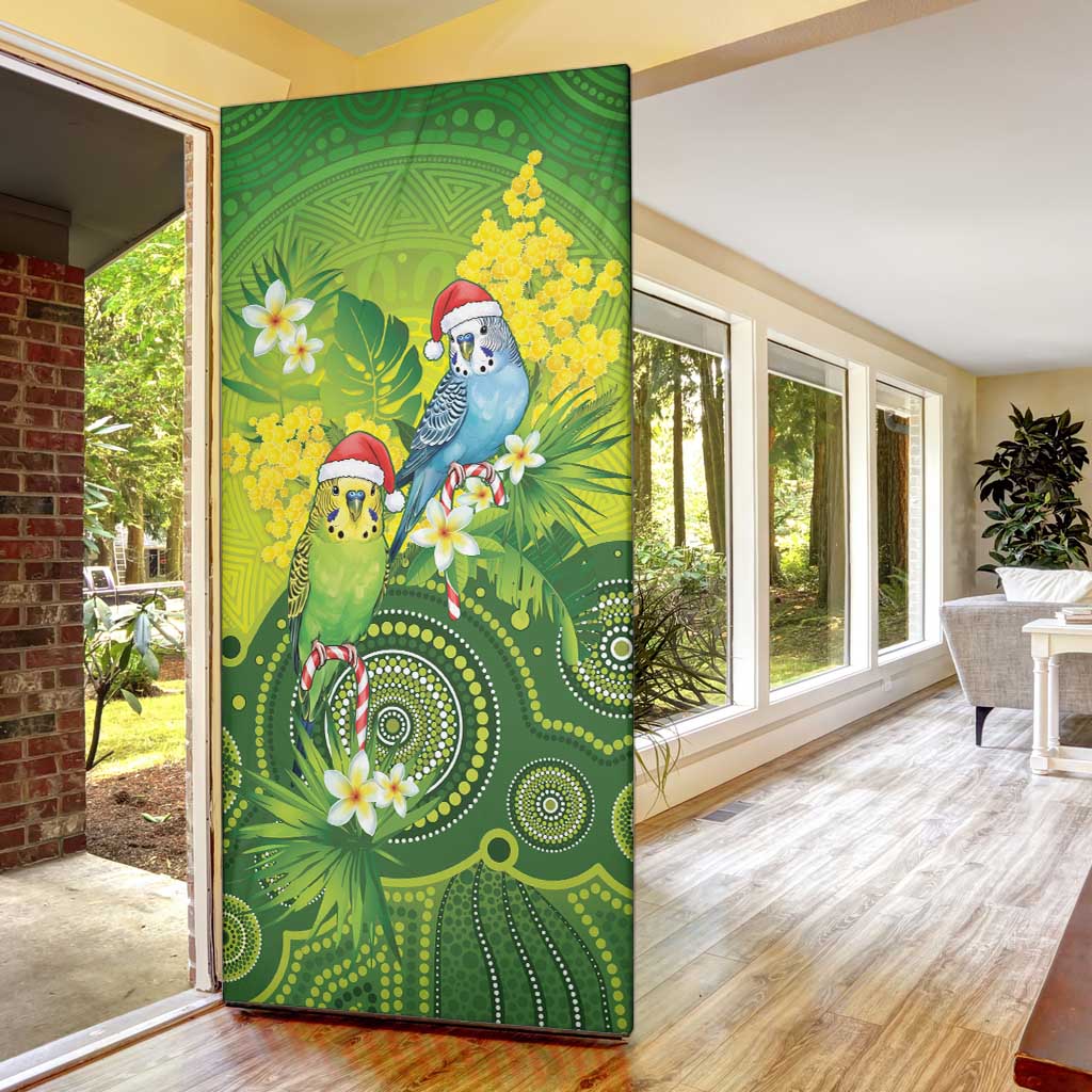 Budgerigar Australia Christmas Door Cover Budgies Golden Wattle Aboriginal Green - Aussie Hoodie