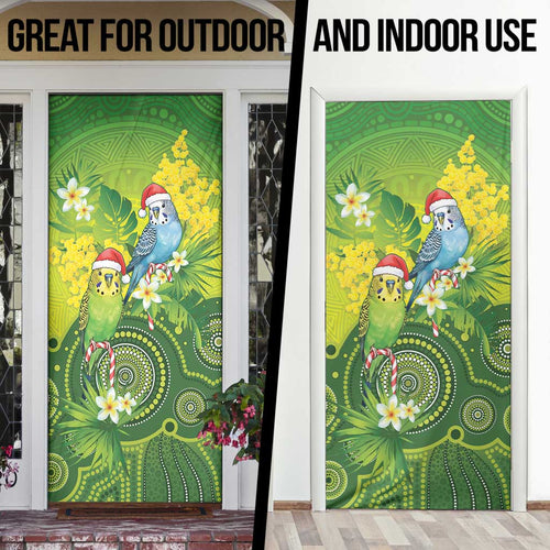 Budgerigar Australia Christmas Door Cover Budgies Golden Wattle Aboriginal Green - Aussie Hoodie