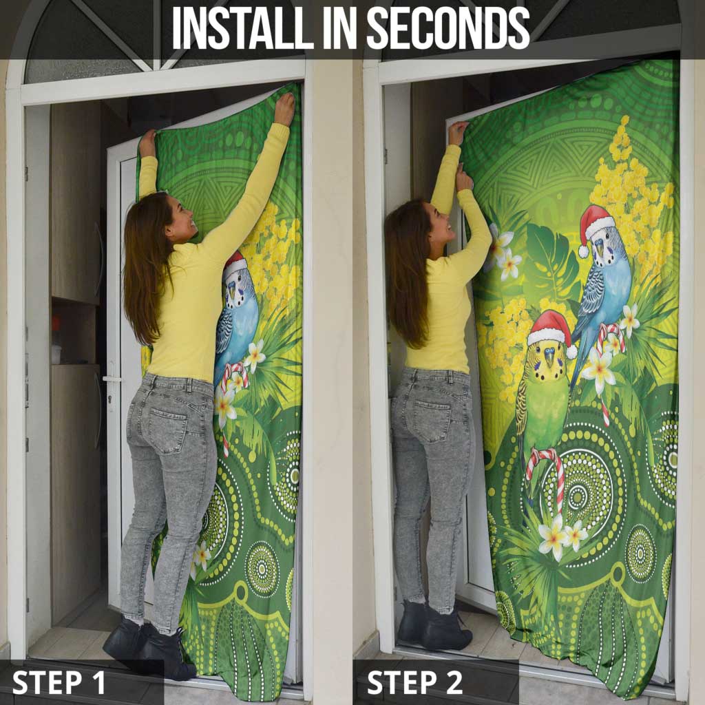Budgerigar Australia Christmas Door Cover Budgies Golden Wattle Aboriginal Green - Aussie Hoodie