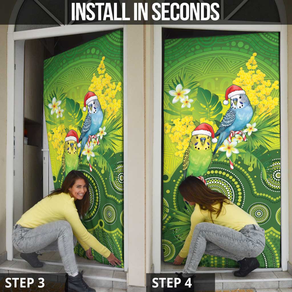 Budgerigar Australia Christmas Door Cover Budgies Golden Wattle Aboriginal Green - Aussie Hoodie