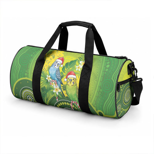Budgerigar Australia Christmas Duffle Bag Budgies Golden Wattle Aboriginal Green