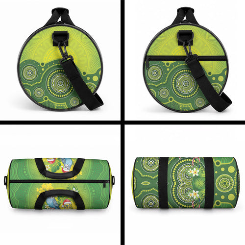 Budgerigar Australia Christmas Duffle Bag Budgies Golden Wattle Aboriginal Green