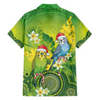 Budgerigar Australia Christmas Family Matching Long Sleeve Bodycon Dress and Hawaiian Shirt Budgies Golden Wattle Aboriginal Green - Aussie Hoodie