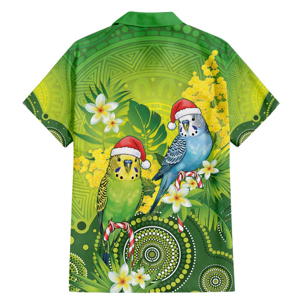 Budgerigar Australia Christmas Family Matching Long Sleeve Bodycon Dress and Hawaiian Shirt Budgies Golden Wattle Aboriginal Green - Aussie Hoodie