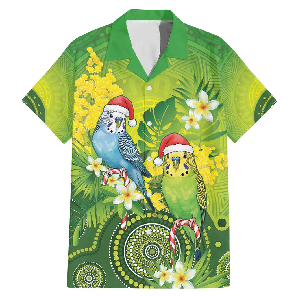 Budgerigar Australia Christmas Family Matching Mermaid Dress and Hawaiian Shirt Budgies Golden Wattle Aboriginal Green - Aussie Hoodie