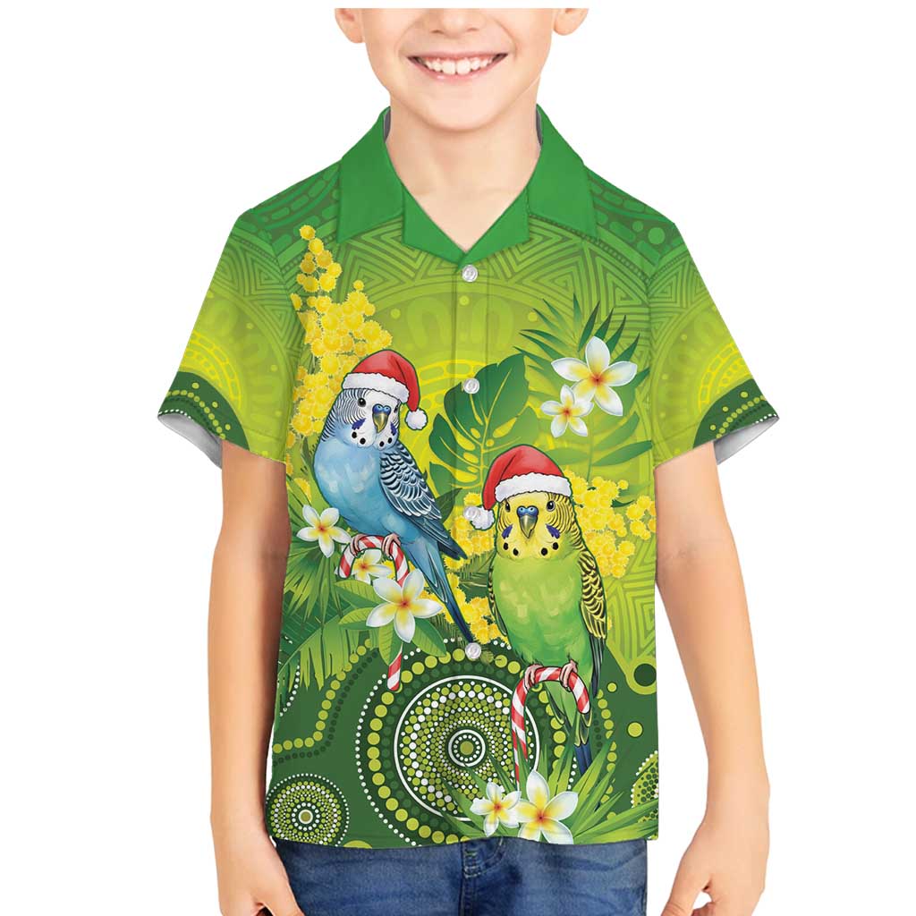 Budgerigar Australia Christmas Family Matching Mermaid Dress and Hawaiian Shirt Budgies Golden Wattle Aboriginal Green - Aussie Hoodie