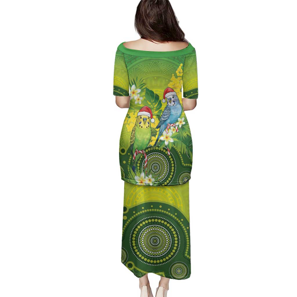 Budgerigar Australia Christmas Family Matching Puletasi and Hawaiian Shirt Budgies Golden Wattle Aboriginal Green - Aussie Hoodie