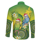 Budgerigar Australia Christmas Family Matching Summer Maxi Dress and Hawaiian Shirt Budgies Golden Wattle Aboriginal Green - Aussie Hoodie