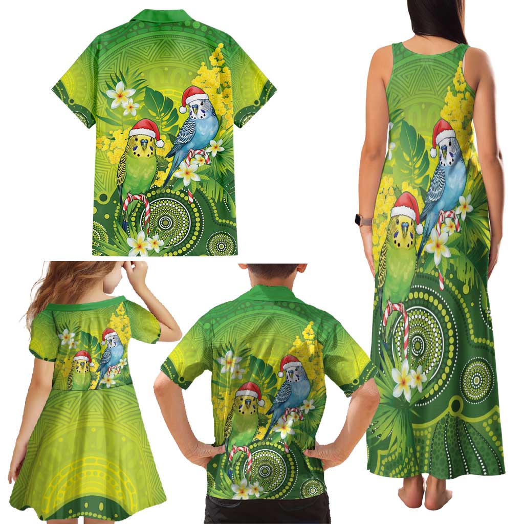 Budgerigar Australia Christmas Family Matching Tank Maxi Dress and Hawaiian Shirt Budgies Golden Wattle Aboriginal Green - Aussie Hoodie