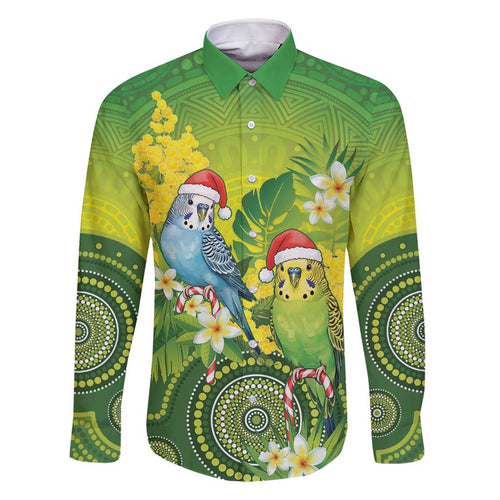 Budgerigar Australia Christmas Family Matching Tank Maxi Dress and Hawaiian Shirt Budgies Golden Wattle Aboriginal Green - Aussie Hoodie