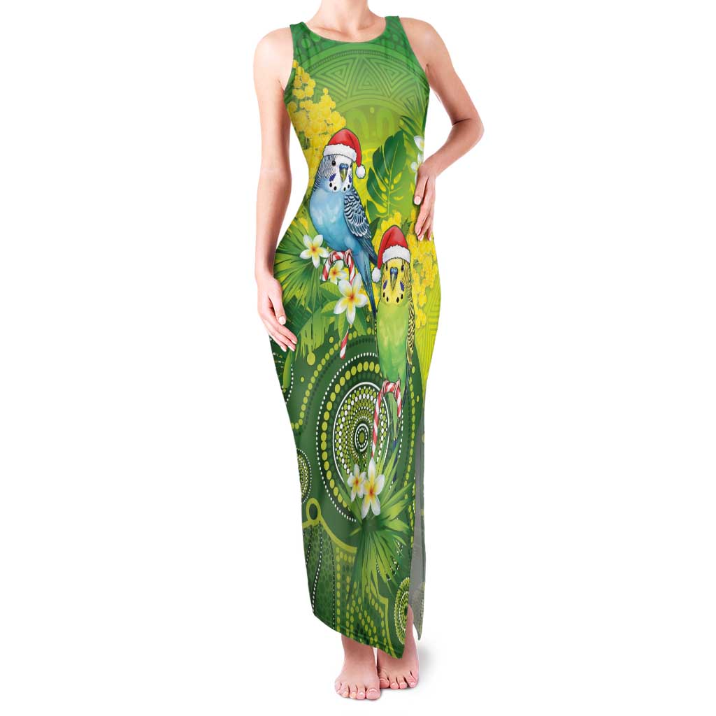 Budgerigar Australia Christmas Family Matching Tank Maxi Dress and Hawaiian Shirt Budgies Golden Wattle Aboriginal Green - Aussie Hoodie