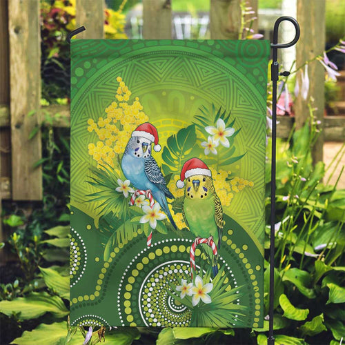 Budgerigar Australia Christmas Garden Flag Budgies Golden Wattle Aboriginal Green - Aussie Hoodie
