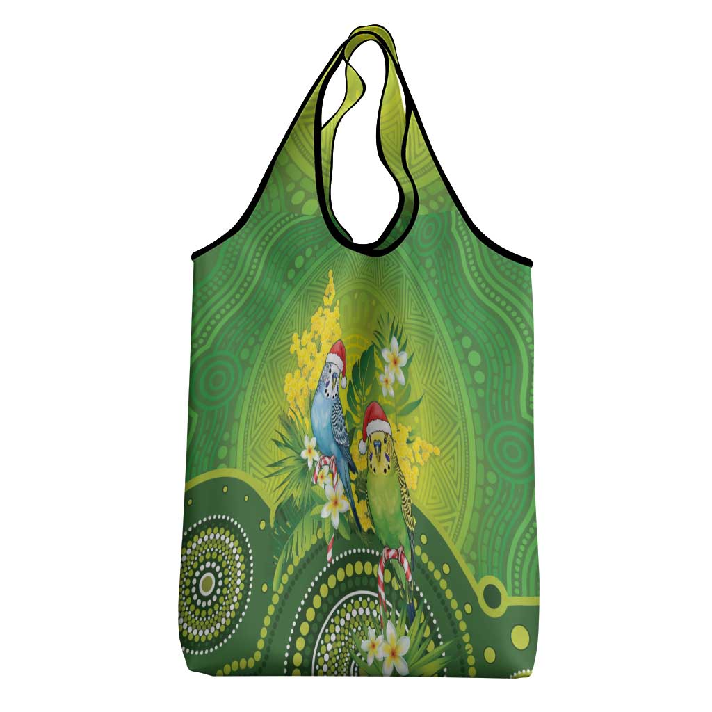 Budgerigar Australia Christmas Grocery Bag Budgies Golden Wattle Aboriginal Green - Aussie Hoodie