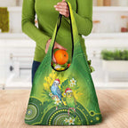 Budgerigar Australia Christmas Grocery Bag Budgies Golden Wattle Aboriginal Green - Aussie Hoodie