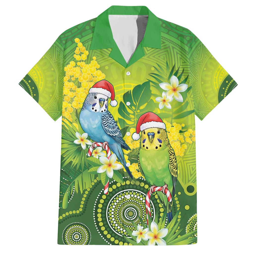 Budgerigar Australia Christmas Hawaiian Shirt Budgies Golden Wattle Aboriginal Green - Aussie Hoodie