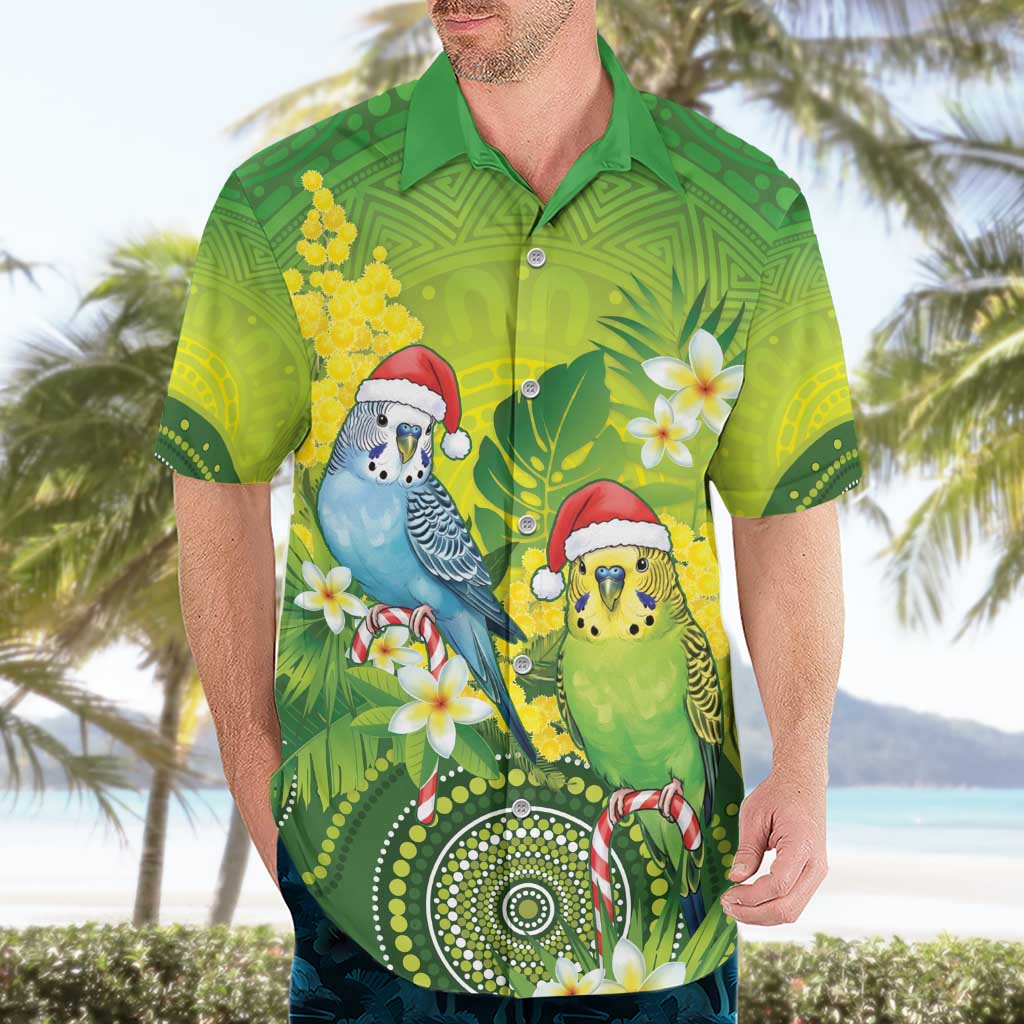 Budgerigar Australia Christmas Hawaiian Shirt Budgies Golden Wattle Aboriginal Green - Aussie Hoodie