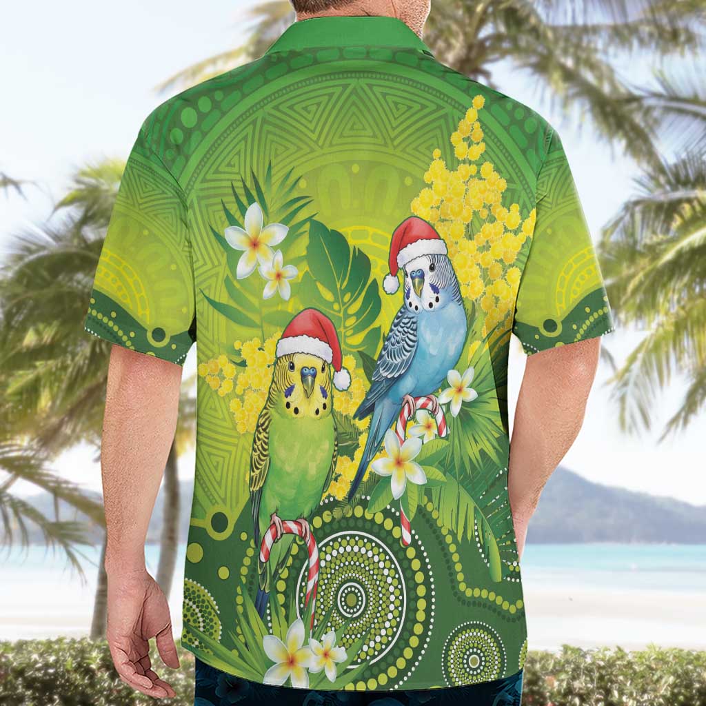 Budgerigar Australia Christmas Hawaiian Shirt Budgies Golden Wattle Aboriginal Green - Aussie Hoodie