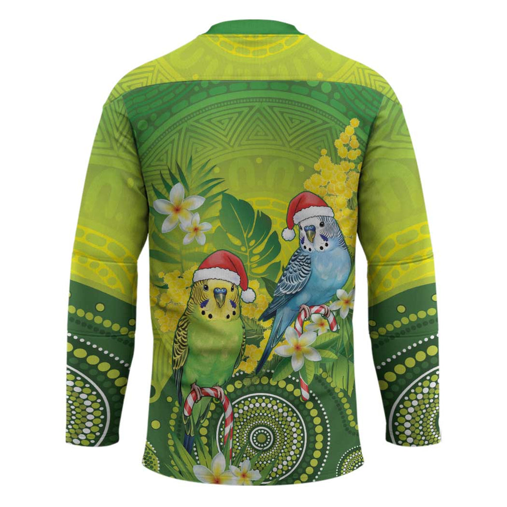 Budgerigar Australia Christmas Hockey Jersey Budgies Golden Wattle Aboriginal Green - Aussie Hoodie