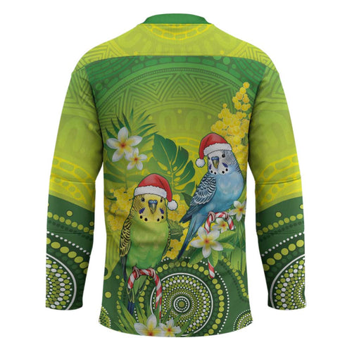 Budgerigar Australia Christmas Hockey Jersey Budgies Golden Wattle Aboriginal Green - Aussie Hoodie