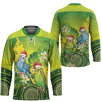 Budgerigar Australia Christmas Hockey Jersey Budgies Golden Wattle Aboriginal Green - Aussie Hoodie