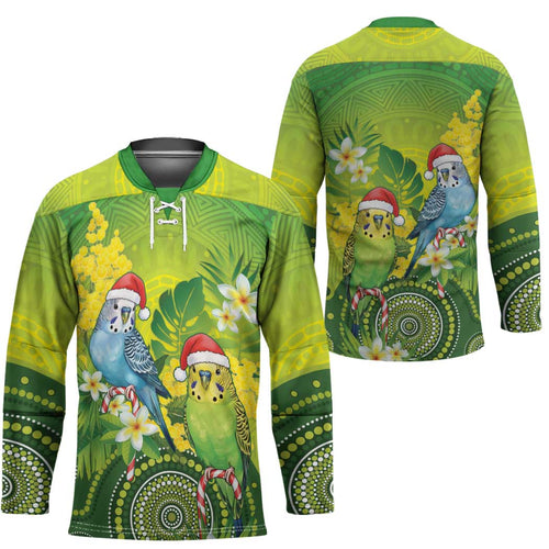 Budgerigar Australia Christmas Hockey Jersey Budgies Golden Wattle Aboriginal Green - Aussie Hoodie