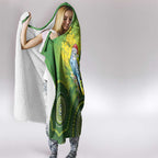 Budgerigar Australia Christmas Hooded Blanket Budgies Golden Wattle Aboriginal Green - Aussie Hoodie