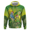 Budgerigar Australia Christmas Hoodie Budgies Golden Wattle Aboriginal Green - Aussie Hoodie