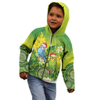 Budgerigar Australia Christmas Kid Hoodie Budgies Golden Wattle Aboriginal Green - Aussie Hoodie