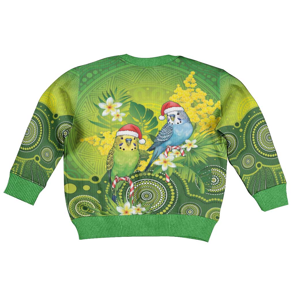Budgerigar Australia Christmas Kid Ugly Christmas Sweater Budgies Golden Wattle Aboriginal Green - Aussie Hoodie
