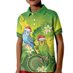 Budgerigar Australia Christmas Kid Polo Shirt Budgies Golden Wattle Aboriginal Green - Aussie Hoodie