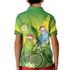 Budgerigar Australia Christmas Kid Polo Shirt Budgies Golden Wattle Aboriginal Green - Aussie Hoodie