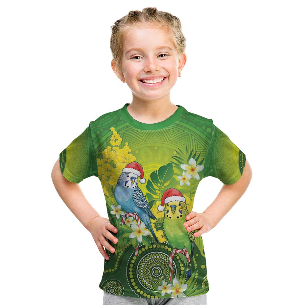 Budgerigar Australia Christmas Kid T Shirt Budgies Golden Wattle Aboriginal Green - Aussie Hoodie
