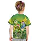 Budgerigar Australia Christmas Kid T Shirt Budgies Golden Wattle Aboriginal Green - Aussie Hoodie