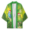 Budgerigar Australia Christmas Kimono Budgies Golden Wattle Aboriginal Green - Aussie Hoodie