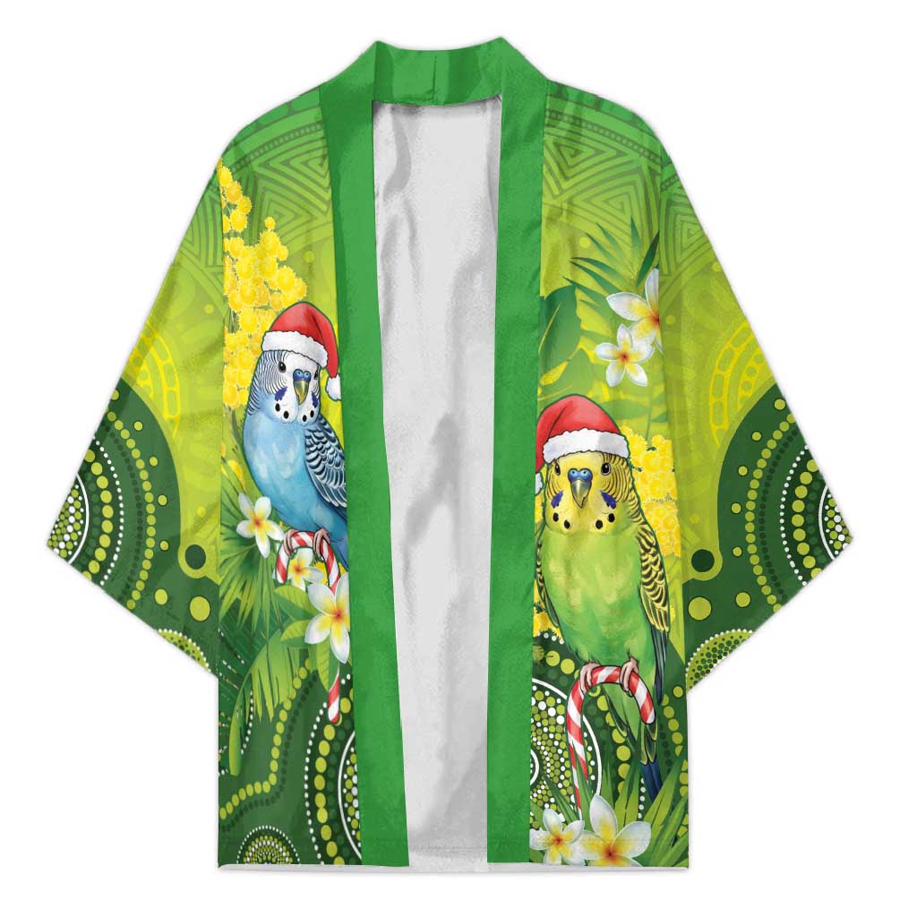 Budgerigar Australia Christmas Kimono Budgies Golden Wattle Aboriginal Green - Aussie Hoodie