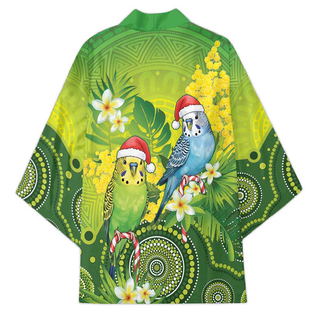 Budgerigar Australia Christmas Kimono Budgies Golden Wattle Aboriginal Green - Aussie Hoodie