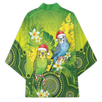 Budgerigar Australia Christmas Kimono Budgies Golden Wattle Aboriginal Green - Aussie Hoodie