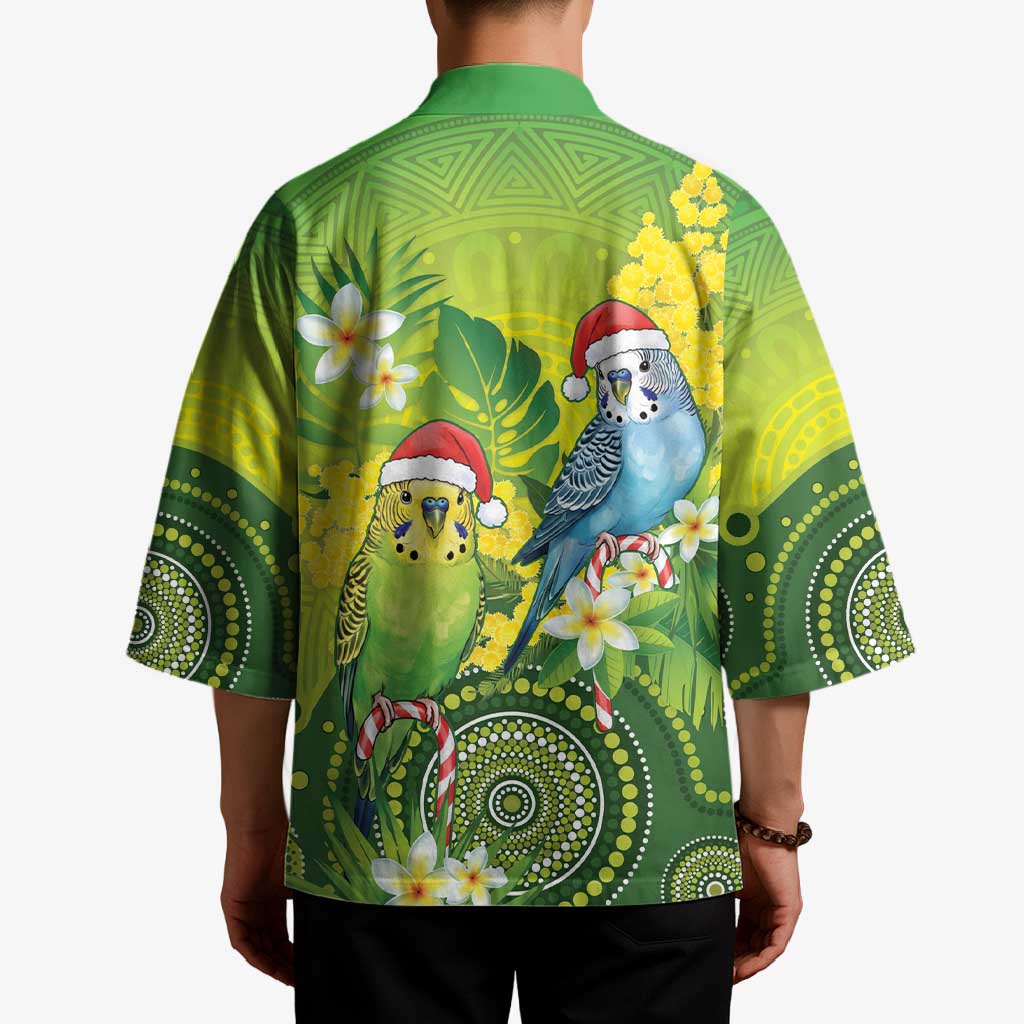Budgerigar Australia Christmas Kimono Budgies Golden Wattle Aboriginal Green - Aussie Hoodie