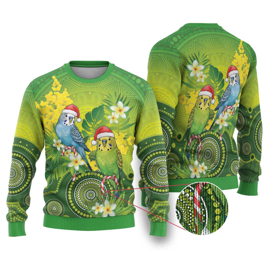 Budgerigar Australia Christmas Ugly Christmas Sweater Budgies Golden Wattle Aboriginal Green - Aussie Hoodie