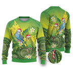 Budgerigar Australia Christmas Ugly Christmas Sweater Budgies Golden Wattle Aboriginal Green - Aussie Hoodie