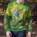 Budgerigar Australia Christmas Ugly Christmas Sweater Budgies Golden Wattle Aboriginal Green - Aussie Hoodie