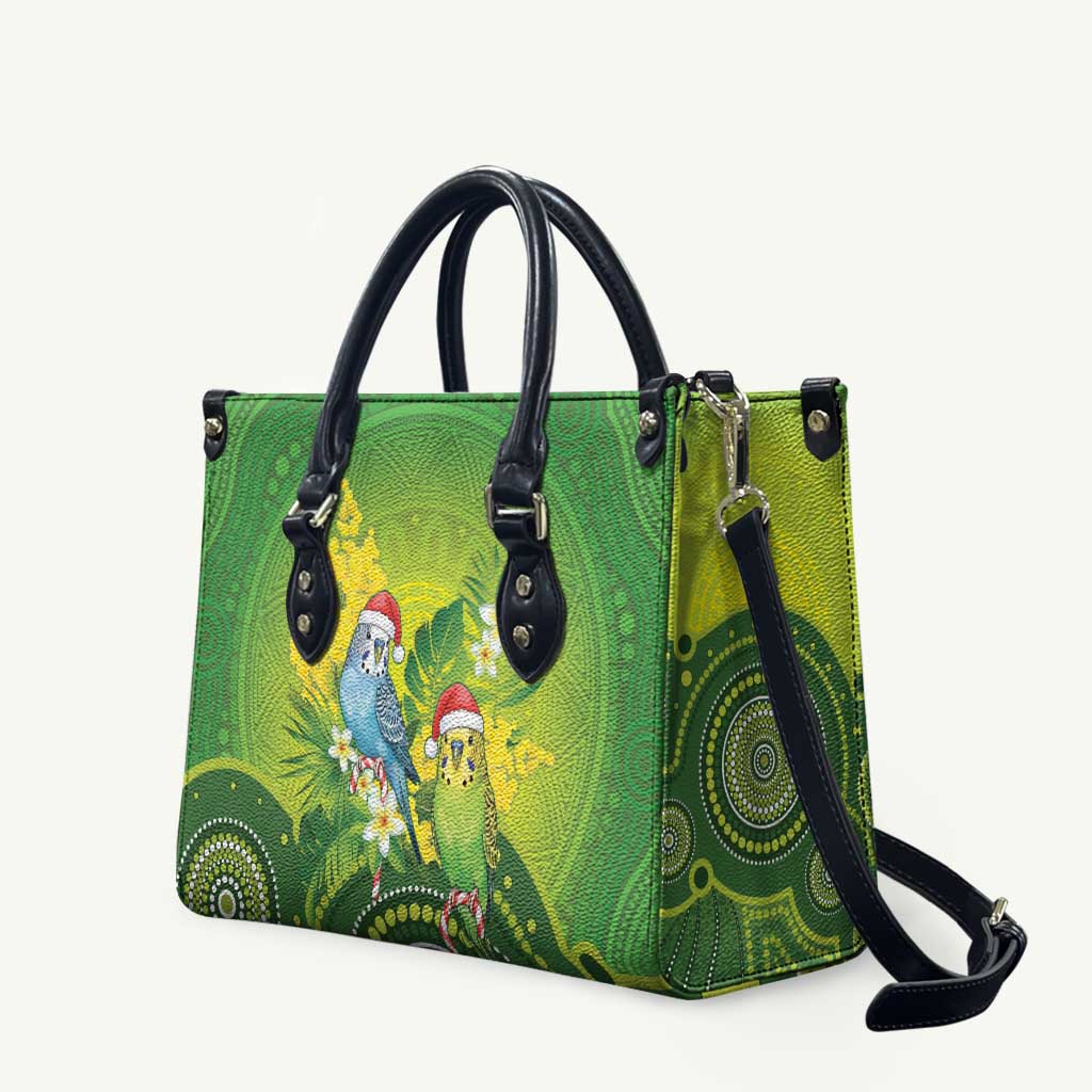 Budgerigar Australia Christmas Leather Bag Budgies Golden Wattle Aboriginal Green - Aussie Hoodie