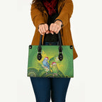 Budgerigar Australia Christmas Leather Bag Budgies Golden Wattle Aboriginal Green - Aussie Hoodie