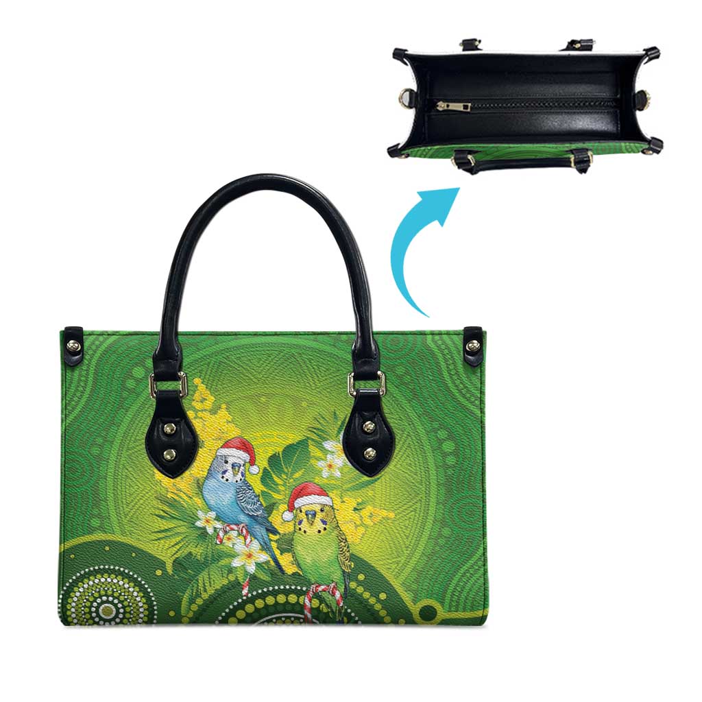 Budgerigar Australia Christmas Leather Bag Budgies Golden Wattle Aboriginal Green - Aussie Hoodie