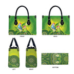 Budgerigar Australia Christmas Leather Bag Budgies Golden Wattle Aboriginal Green - Aussie Hoodie