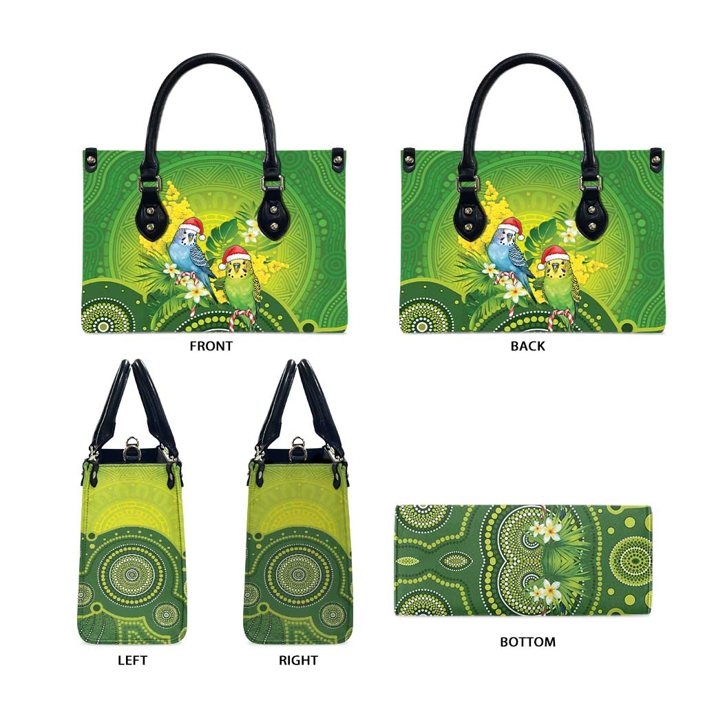 Budgerigar Australia Christmas Leather Bag Budgies Golden Wattle Aboriginal Green - Aussie Hoodie