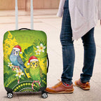 Budgerigar Australia Christmas Luggage Cover Budgies Golden Wattle Aboriginal Green - Aussie Hoodie