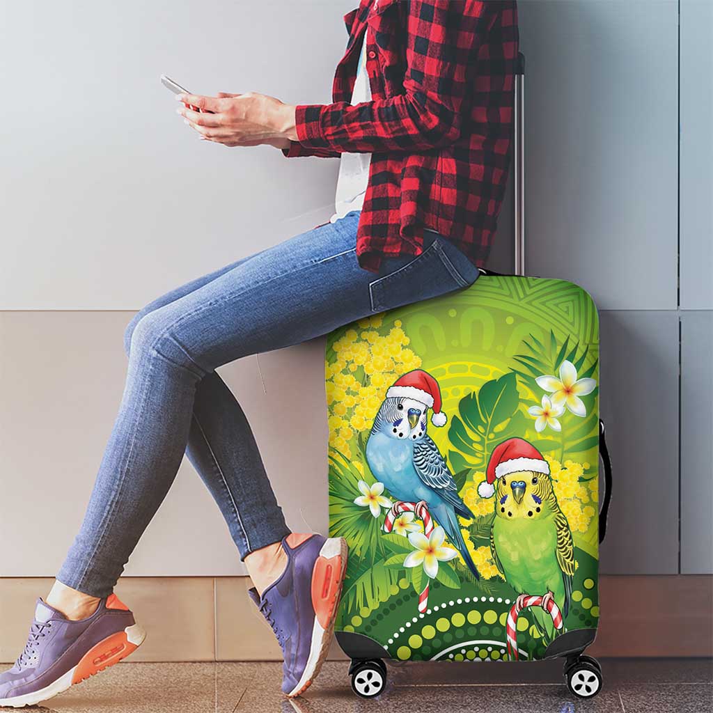Budgerigar Australia Christmas Luggage Cover Budgies Golden Wattle Aboriginal Green - Aussie Hoodie