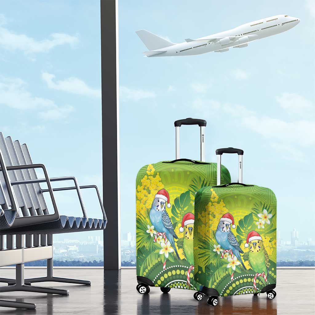 Budgerigar Australia Christmas Luggage Cover Budgies Golden Wattle Aboriginal Green - Aussie Hoodie