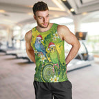 Budgerigar Australia Christmas Men Tank Top Budgies Golden Wattle Aboriginal Green - Aussie Hoodie